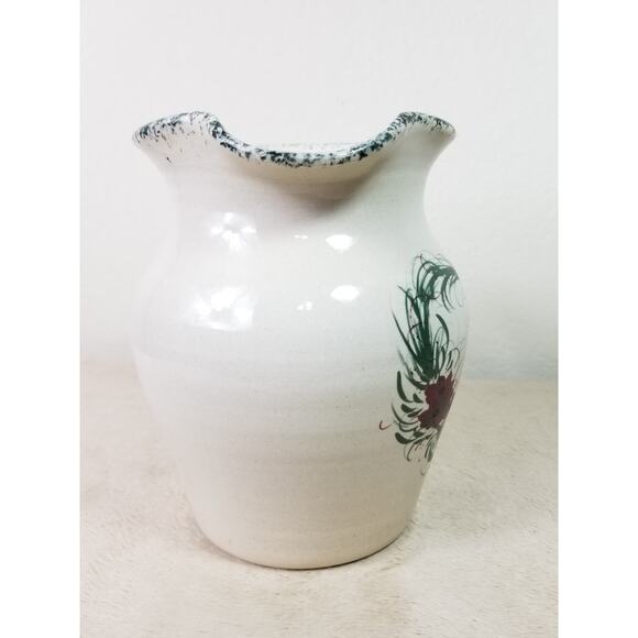Casey Art Pottery Pitcher Heart Wreath 7" Hand Painted Made in USA Vintage - Picture 8 of 14